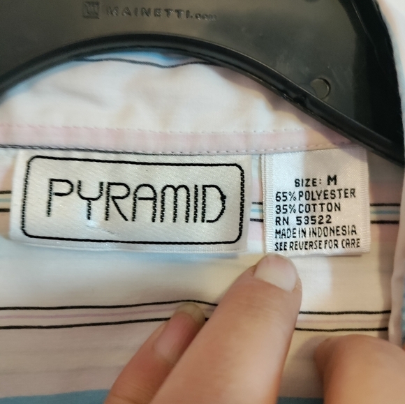 Pyramid vintage 80's buttoned 3/4 long sleeve pastel striped shirt women medium - Picture 4 of 4